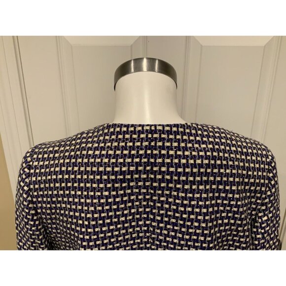 J. Crew Purple & White Tweed Jacket W/ Front Pockets, Size 8 - Picture 8 of 9